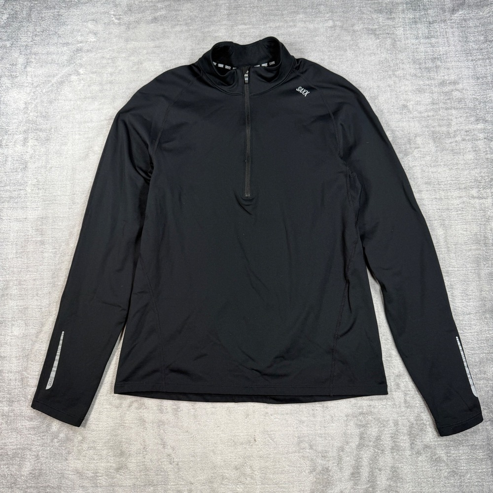 Saxx Thermoflyte Sweatshirt Pullover Mens Medium Black Reflective Active Running